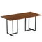Industrial Dining Table 60 Inch Rubber Wood Top Iron Frame Brown